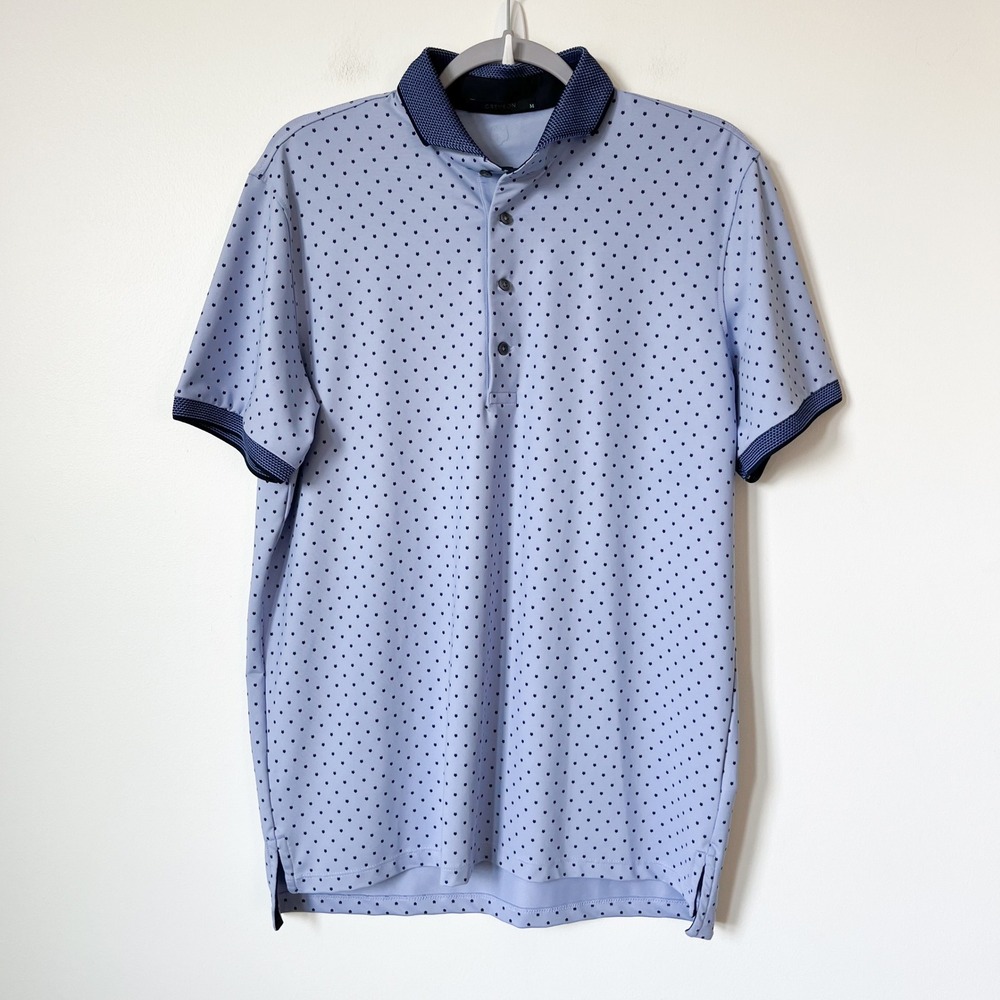 Greyson Golf Polo All Over Wolf Print Mens Medium Blue